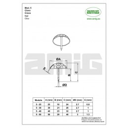 Ćwiek gwóźdź ozdobny okrągły 40mm czarny mod.5