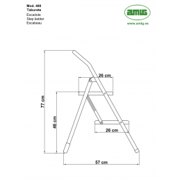 Drabinka rozkładana 2 stopnie biała udźwig 150kg 47x57x76mm mod.480