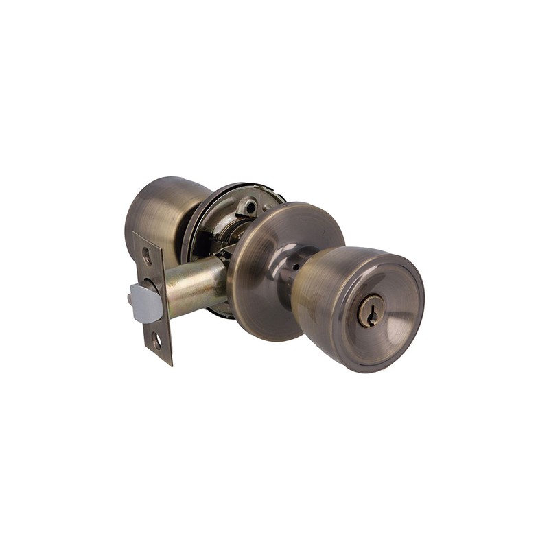 Gałka z zamkiem hotelowa mod.603 mosiężna złoto antyczne