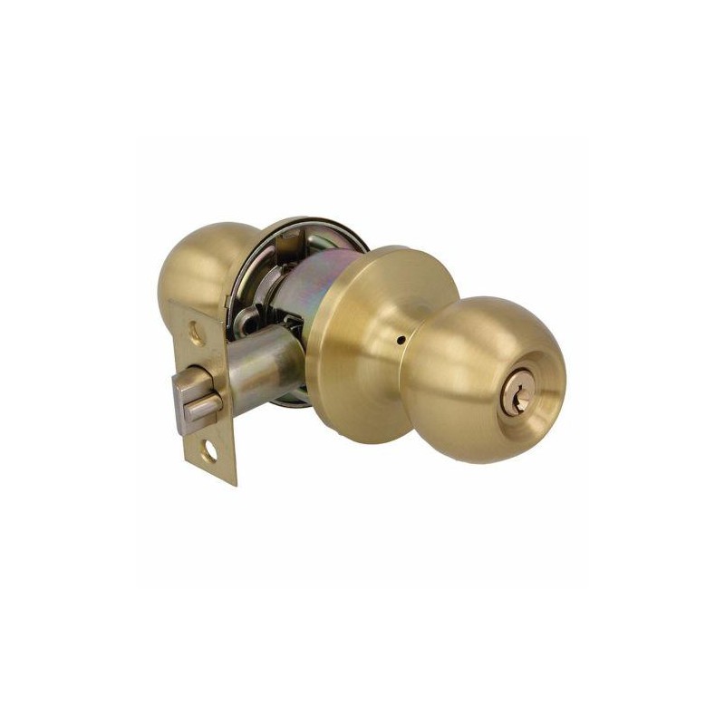 Gałka 613-z zamkiem mosiądz satyna