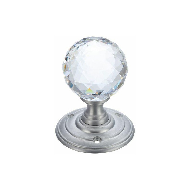 Gałka drzwiowa szklana fasetowana 55mm chrom