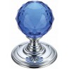 Gałka drzwiowa szklana fasetowana 55mm chrom/niebieska