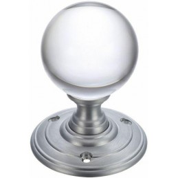 Gałka drzwiowa szklana 55mm satynowy chrom