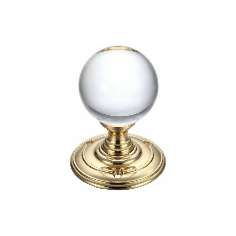 Gałka drzwiowa szklana 55mm mosiądz/biała