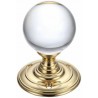 Gałka drzwiowa szklana 55mm mosiądz/biała