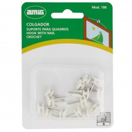 Wieszak Haczyk na obrazki wbijany biały 15 szt. mod. 190 DIS