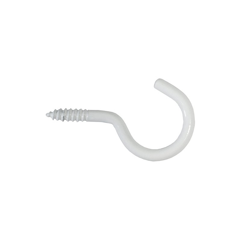 Hak półpełny haczyk wkręcany 3,3x50mm biały 6szt.