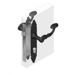 Klamka czarna wkładka 85mm szyld 280x45mm mod.100P B85 AMIG DIS