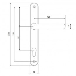 Klamka Balmoral FRENCH L/L na wkładkę 92mm chrom połysk