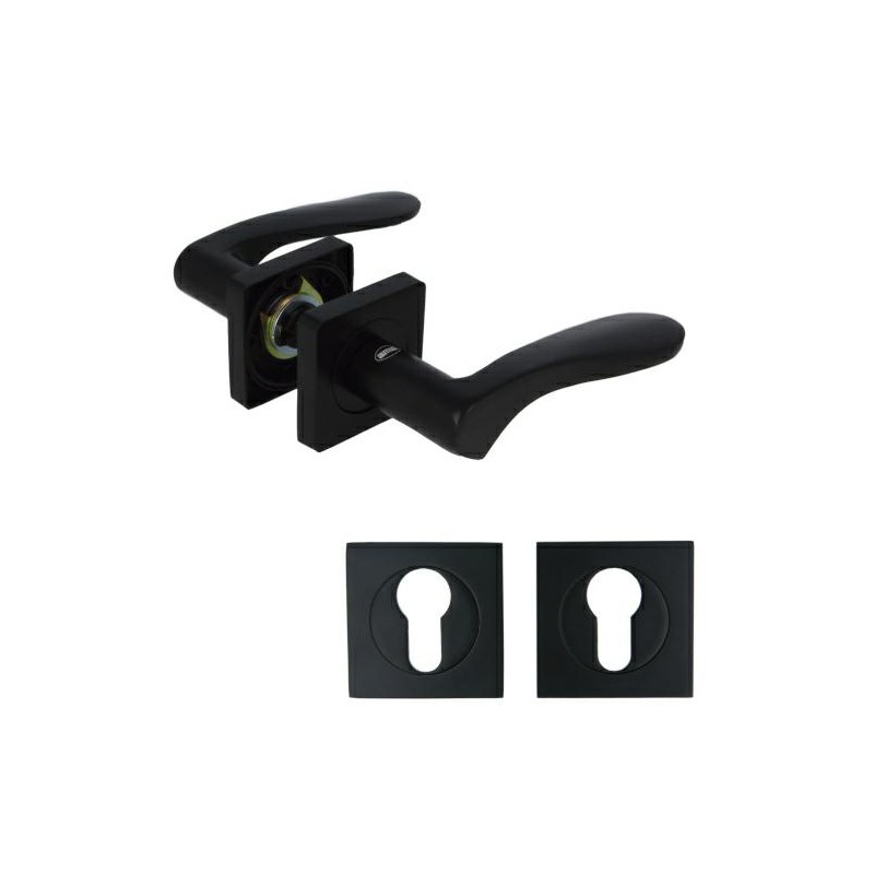 Klamka BOLONIA czarna kpl. z szydami na wkładkę