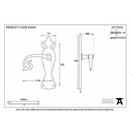Klamka drzwiowa Curly 165x51x5 czarna