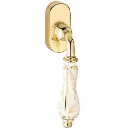 Klamka okienna porcelanowa FLORA 147P DK biało złota