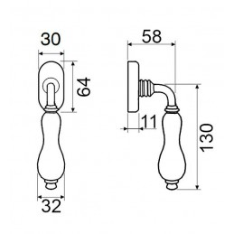 Klamka okienna porcelanowa FLORA 147P DK biało złota