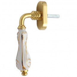 Klamka okienna porcelanowa FLORA 147P DK biało złota