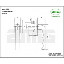 Klamka okienna 1030 aluminiowa złota