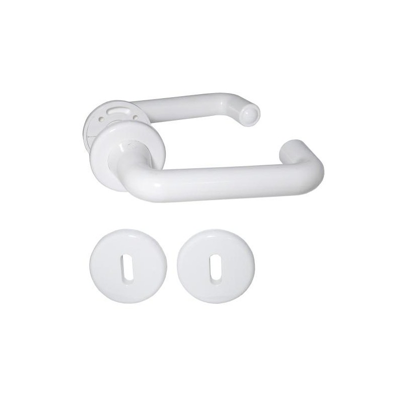 Klamka z rozetą klucz IRIS biała