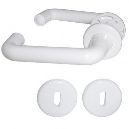 Klamka z rozetą klucz IRIS biała