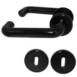 Klamka z rozetami na klucz plastik czarna tzw. bezpieczna mod. IRIS