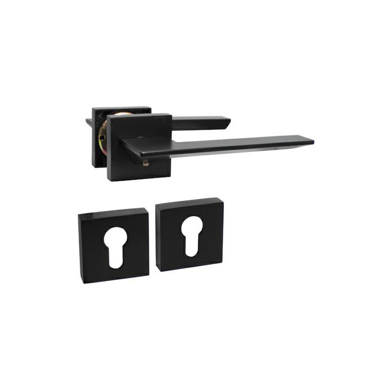 Klamka ZAHORA z szyldami na wkładkę czarna aluminium