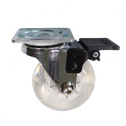 Kółko transparentne 50mm skrętne na płytce z hamulcem 7240502