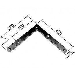 Narożnik 220x220mm czarny 150mm górny lewy / dolny prawy