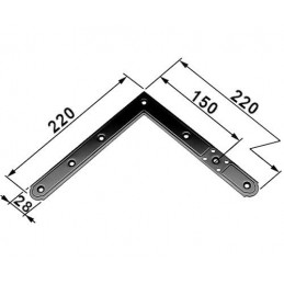 Narożnik 220x220mm czarny 150mm górny prawy / dolny lewy