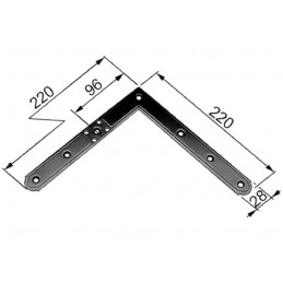 Narożnik 220x220mm czarny 96mm górny lewy / dolny prawy