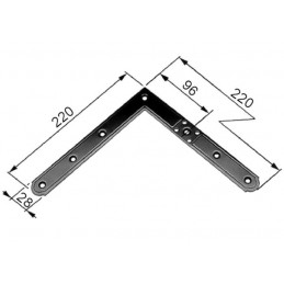 Narożnik 220x220mm czarny 96mm górny prawy / dolny lewy