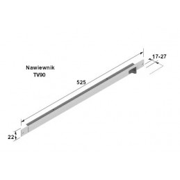 Nawiewnik aluminiowy 525mm srebrny 5000EA wpuszczany/przykręcany mod. TV90 HL