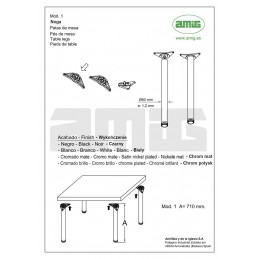 Noga do stołu stalowa śr.60mm wys.710mm okrągła czarna mod.1