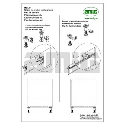 Komplet nóżek regulowanych kuchennych z zaczepami wys.135-160mm czarny