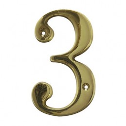 Cyfra 3 mosiężna 10cm przykręcana