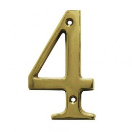 Cyfra 4 mosiężna 10cm przykręcana