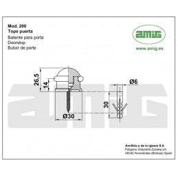 Odbój odbojnik podłogowy 30x27mm nikiel satyna / czarny mod. 200