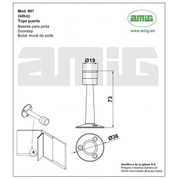 Odbój drzwiowy 73mm mosiężny chromowany / czarny odbojnik ścienny mod. 601