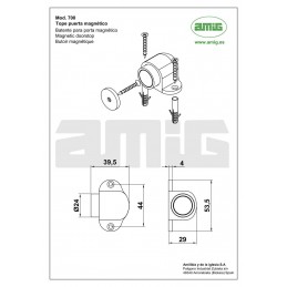 Odbój magnetyczny 53x29mm złoty odbojnik podłogowy mod.700