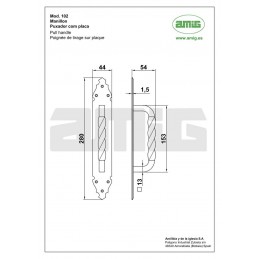 Pochwyt 102-280x44x1,5 czarny