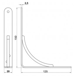 Wspornik półki stalowy czarny 150x125mm mod.10