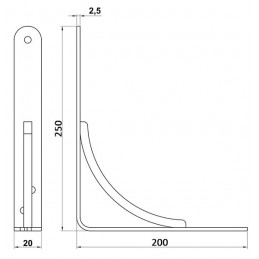 Wspornik półki stalowy szary 250x200mm mod.10