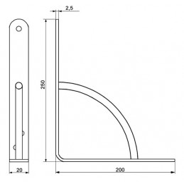 Wspornik półki wzmocniony stal biały 250x200mm mod. 12