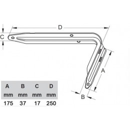 Wspornik półki stal czerwony 250x175mm mod. 14