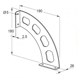 Wspornik półki stalowy srebrny 190x180mm mod. BOOMERANG 20 2szt.