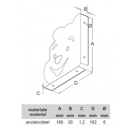 Wspornik półki dziecięcy stalowy niebieski 182x188mm BUBU 18 2szt.