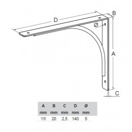 Wspornik półki stal czerwony 140x115mm mod. ECLISSE 14
