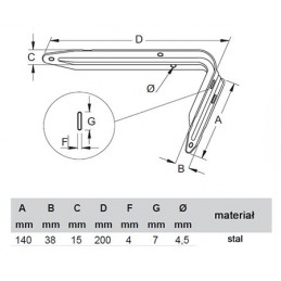 Wspornik półki stalowy czerwony 140x200mm EUROPA 20