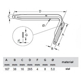 Wspornik półki stalowy biały 167x265mm EUROPA 28