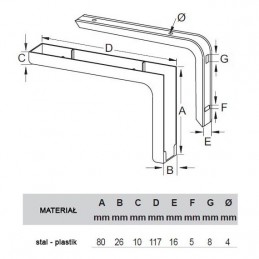 Wspornik półki kość słoniowa 80x117mm mod. LEONARDO, 2szt.