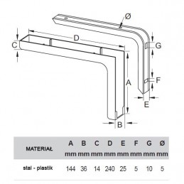 Wspornik półki wiśnia 144x240mm mod. LEONARDO, 2szt.