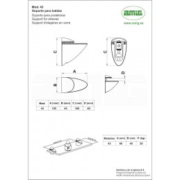 Podpórka półki szklanej 40mm złoty połysk mod.43