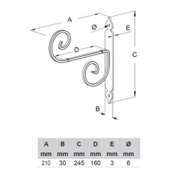 Wspornik półki stalowy biały 210x245mm RICCIOLO 21